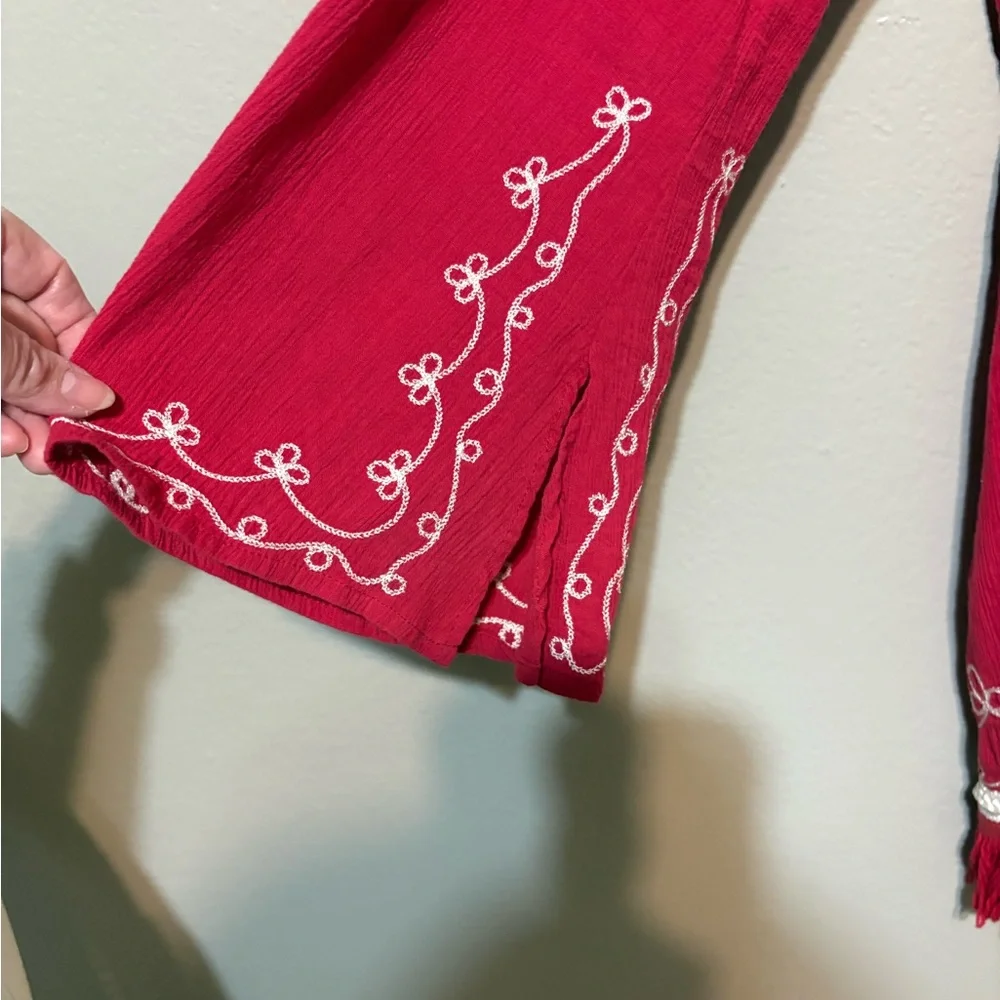 Pinkish Embroidered Boho Tunic with Fringe Size L - Picture 6 of 13